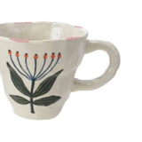 Hand-Painted Stoneware Mug with Flower Image - 4 Styles