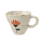 Hand-Painted Stoneware Mug with Flower Image - 4 Styles