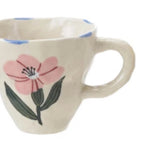 Hand-Painted Stoneware Mug with Flower Image - 4 Styles