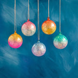 Iridescent Glass Glitter Ball Ornament - 5 Colors