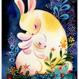 Alina Chau Watercolor Rabbits Hugging "8x11"