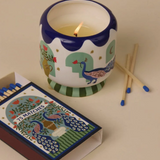 A Dopo 8 oz Handpainted "Peacock" Ceramic - Misted Lime