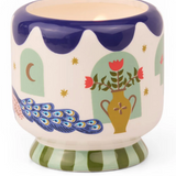 A Dopo 8 oz Handpainted "Peacock" Ceramic - Misted Lime