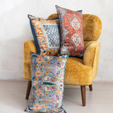 24"L x 14"H Cotton Blend Velvet Printed Lumbar Pillow with Fringe