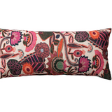 36"L x 16"H Cotton Slub Embroidered Lumbar Pillow