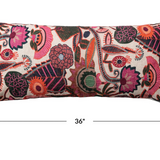 36"L x 16"H Cotton Slub Embroidered Lumbar Pillow
