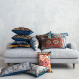 20" Square Cotton Blend Velvet Printed Pillow with Vintage Carpet Pattern