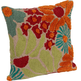 20" Square Fabric Tufted Indoor/Outdoor Pillow with Flowers