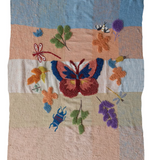 Woven Fabric Throw with Tufting & Embroidery