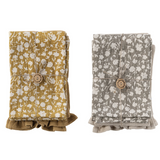 Cotton Slub Printed & Cotton Waffle Tea Towels - 2 Colors