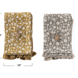 Cotton Slub Printed & Cotton Waffle Tea Towels - 2 Colors