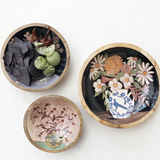 Enameled Mango Wood Bowls - 3 Sizes