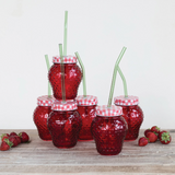 Strawberry Shaped Glass with Lid & Glass Straw