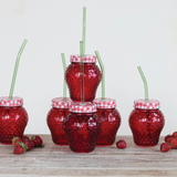 Strawberry Shaped Glass with Lid & Glass Straw