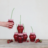 Strawberry Shaped Glass with Lid & Glass Straw