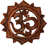 Om Floral Wood Wall Relief Panel from Indonesia