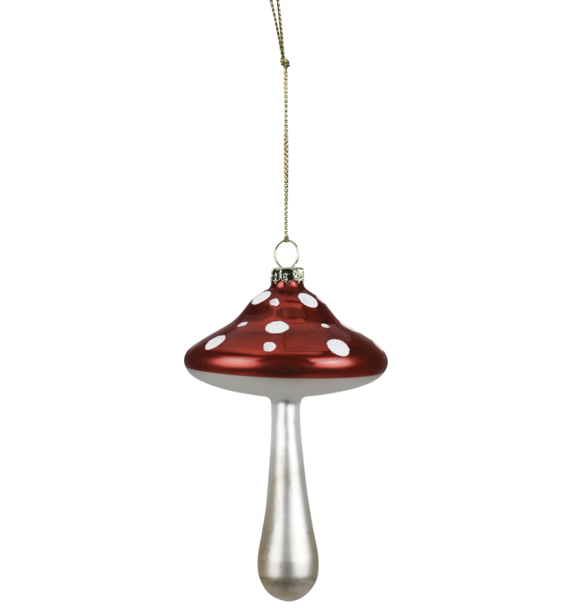 Glass Mushroom Ornament - 4 Colors