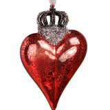 Glass Crowned Heart Ornament - 3 Colors