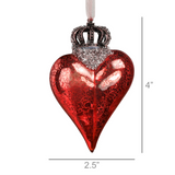 Glass Crowned Heart Ornament - 3 Colors