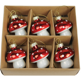 Glass Mushroom Ornaments - Set of 6