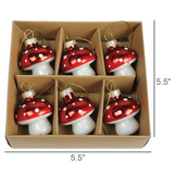 Glass Mushroom Ornaments - Set of 6