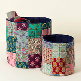 Large Quilted Upcycled Sari Fabric Basket