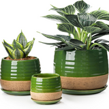 Green Ceramic Planters - 3 Sizes