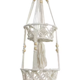 Hanging Double Macrame Basket Woven Cotton