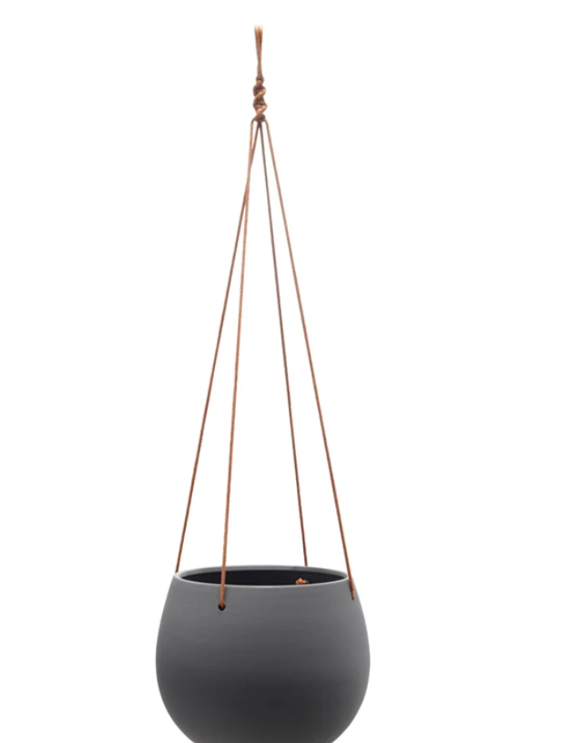 Hanging Planter with Leather Rope Hanger - 2 Sizes