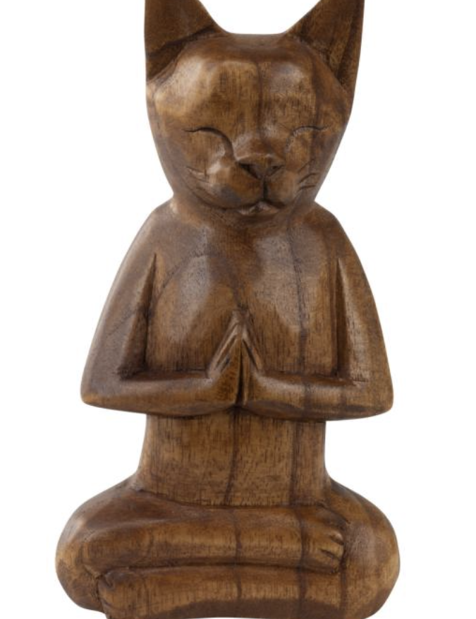 Meditating Wooden Cat - 2 Sizes