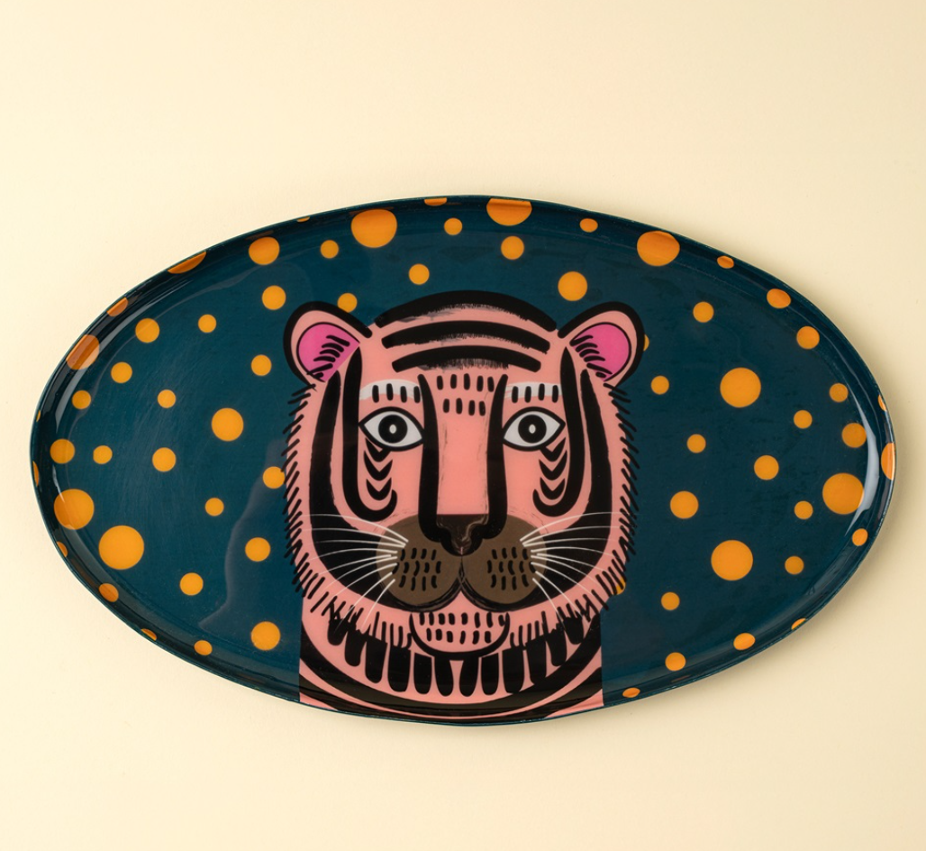 Tiger Spot Decorative Enameled Trays - 2 Styles
