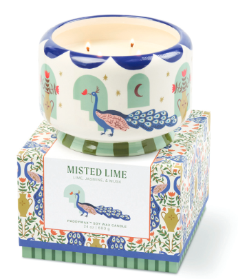 A Dopo Handpainted "Peacock" Ceramic - Misted Lime - 2 Sizes