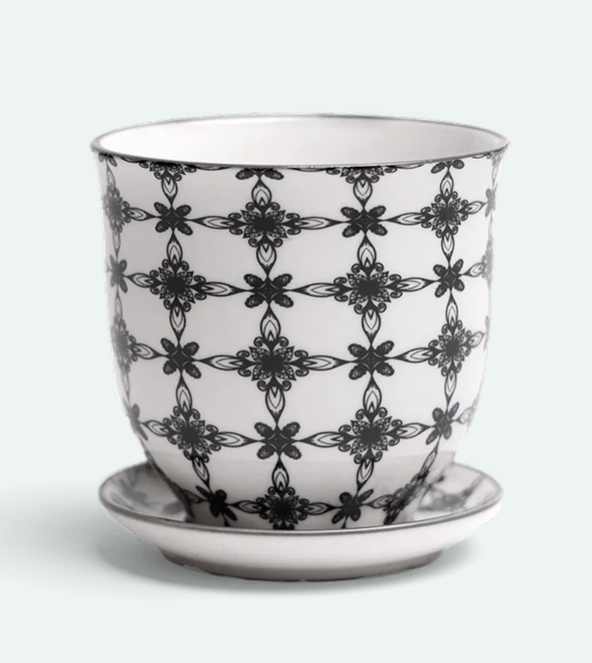 Liberte Porcelain Pot And Saucer - 21 Styles/2 Sizes