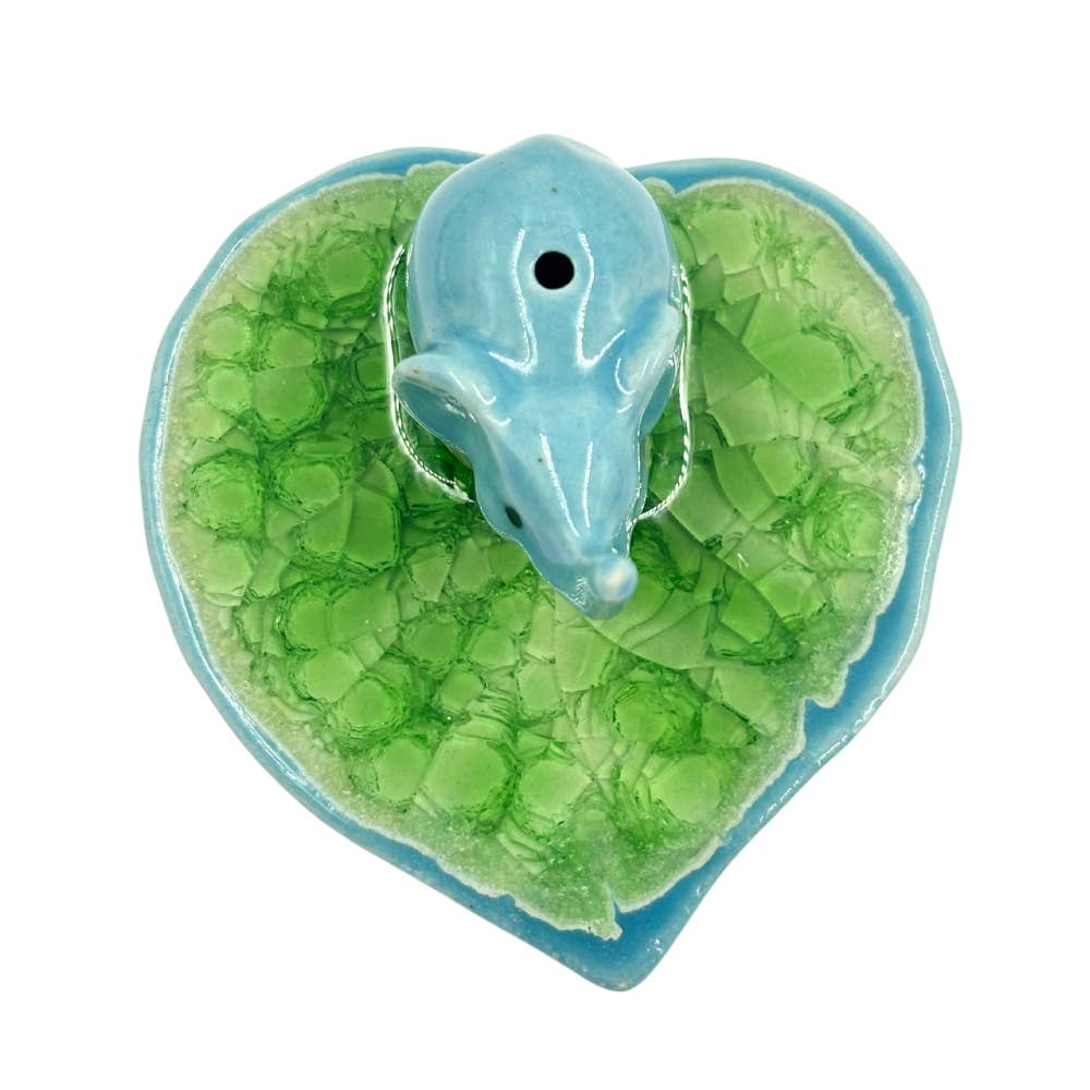 Elephant on Leaf Ceramic Incense Holder - 2 Colors
