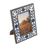 4 x 6 Blue Resin & Wood Floral Petals Frame