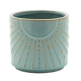 Teal Blue Planter with Sun Beams