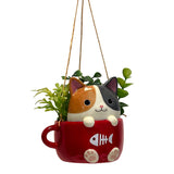 Cats In Cups Mini Hanging Planters - 3 Styles