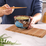 Japanese Crane Design 18oz 5.25"D Bowl With Chopsticks Set
