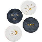 Indukala Moon Phase Marble Coasters - Set of 4