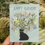 Happy Birthday Black Cat Greeting Card