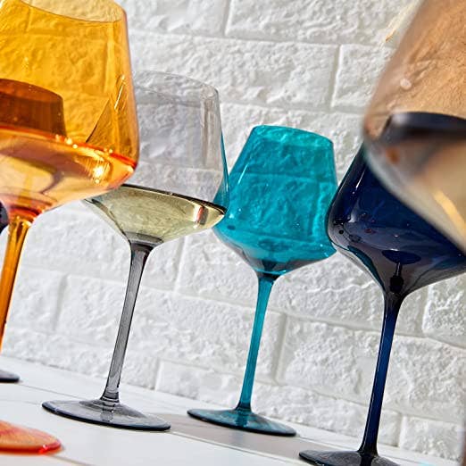 Jewel Colored Crystal Wine Glass - 6 Colors
