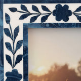 4 x 6 Blue Resin & Wood Floral Petals Frame