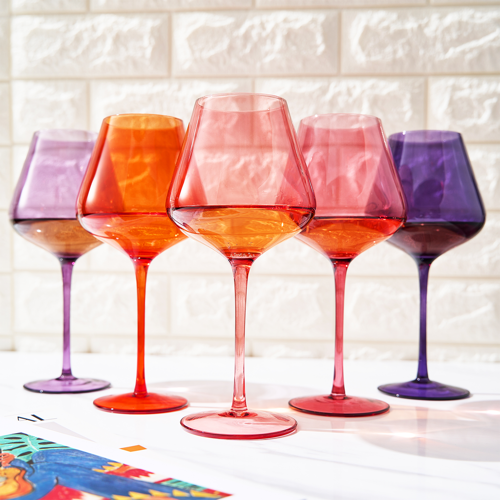 Khen Colored Crystal Wine Glass - 5 Colors