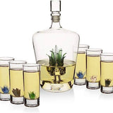 Tequila Decanter Set With Agave Decanter and 6 Agave Glasses