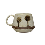 20 oz. Hand-Painted Stoneware Mug with Trees