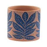 Terracotta & Navy Leaf Planter
