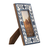 4 x 6 Blue Resin & Wood Floral Petals Frame