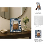4 x 6 Blue Resin & Wood Floral Petals Frame