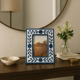 4 x 6 Blue Resin & Wood Floral Petals Frame