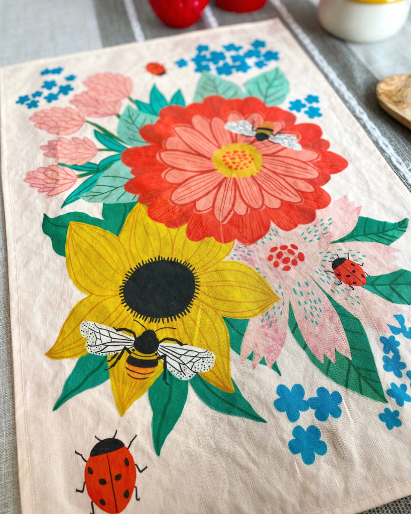 Bee Garden Tea Towel